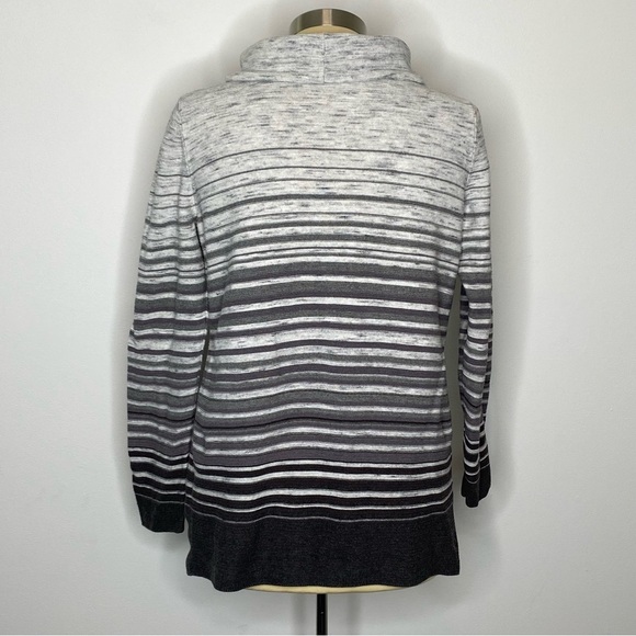 T by Talbots Grey Striped Funnel Neck Sweater - Picture 2 of 10